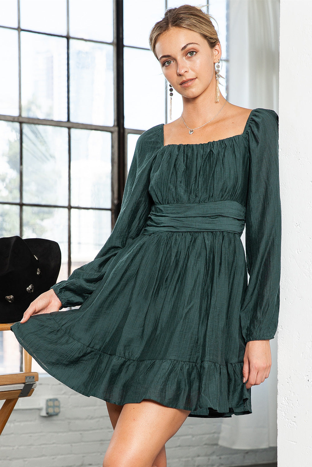 A -Line Square Neck Dress