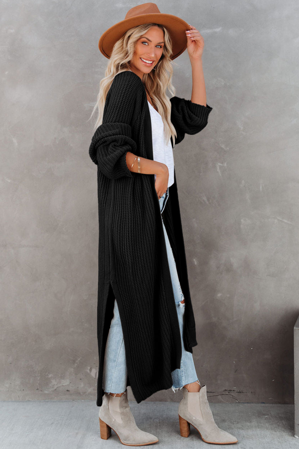 Cable Knit Open Front Duster Cardigan
