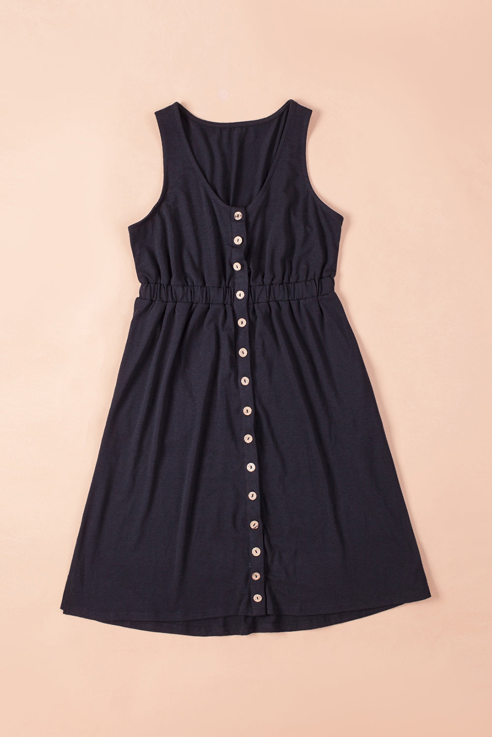 Sleeveless Button Front Short Basics Dress