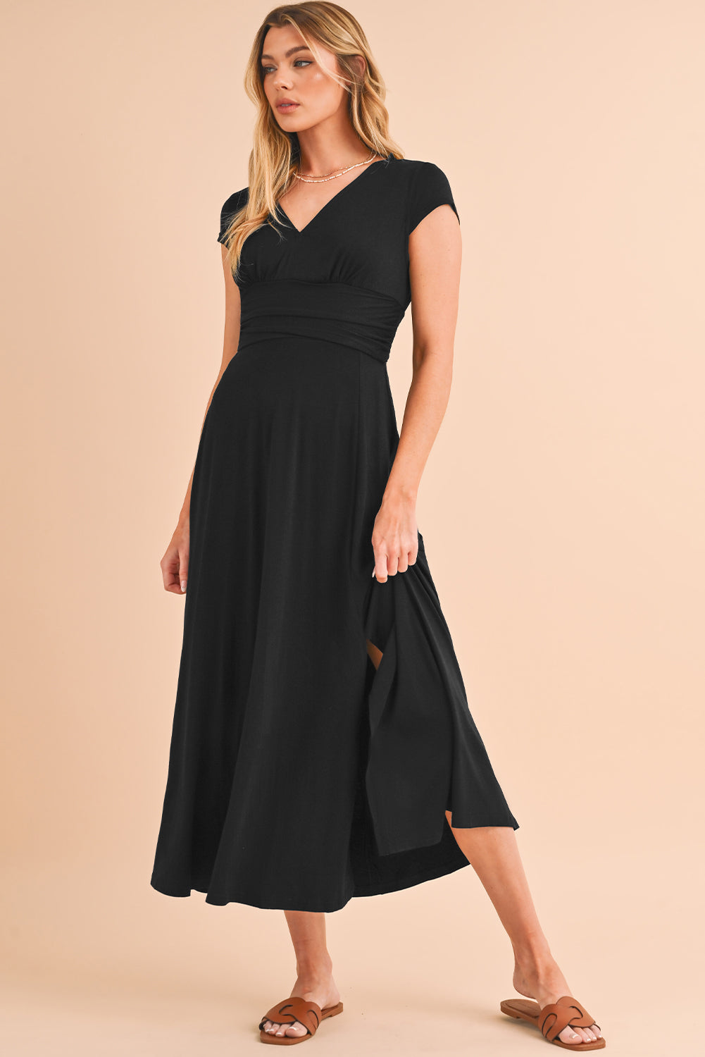 Deep V Neck Maxi Dress