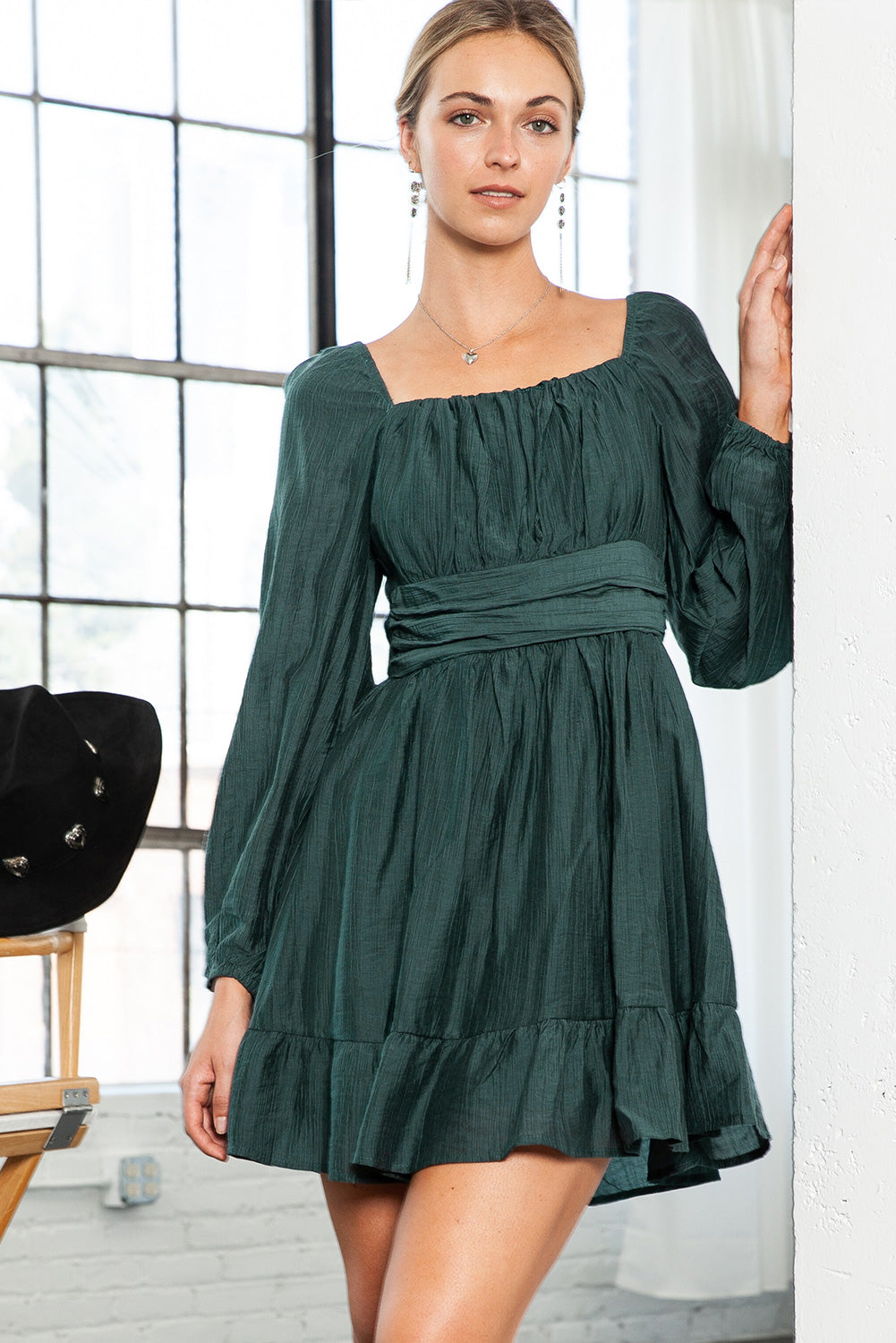 A -Line Square Neck Dress