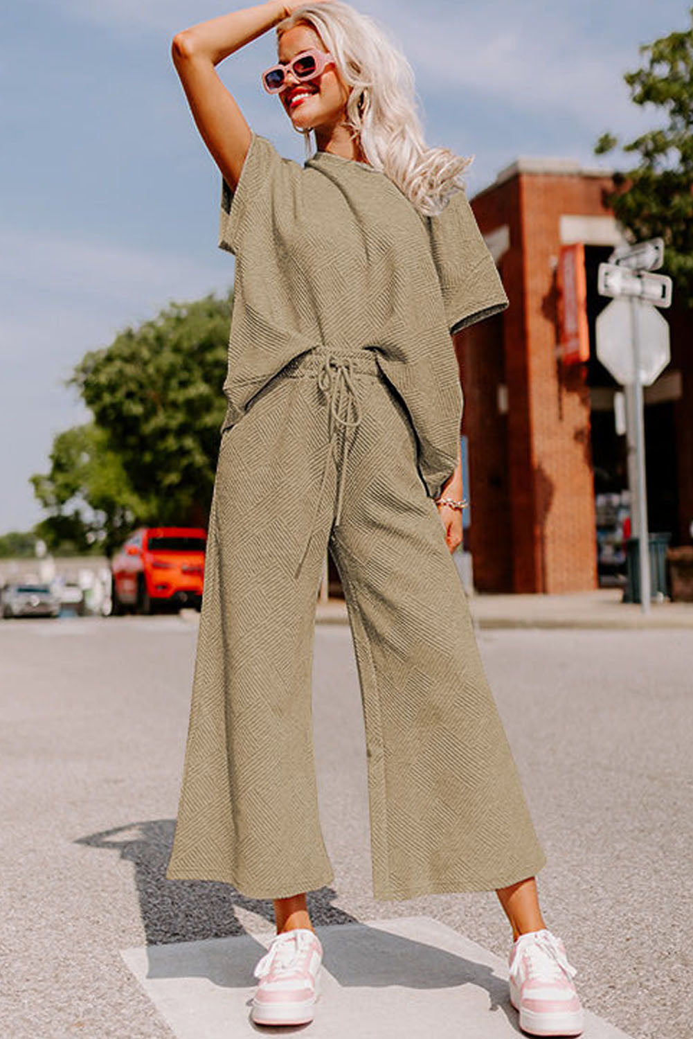 Loose Fit T Shirt and Drawstring Pants Set
