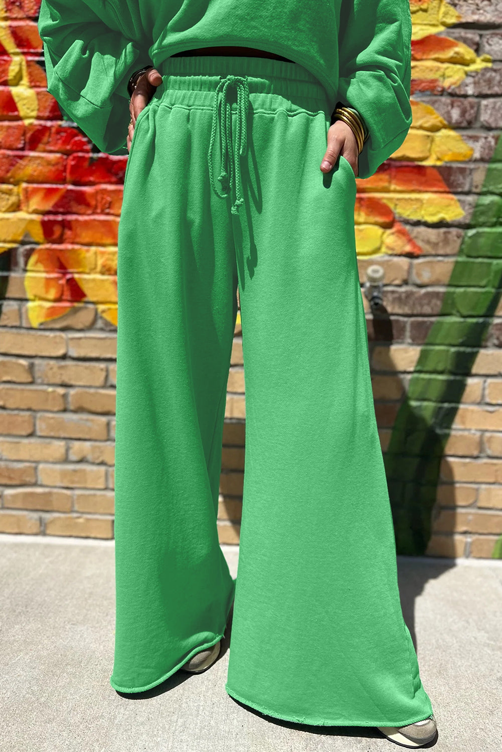 Drawstring Wide Leg Pants Set