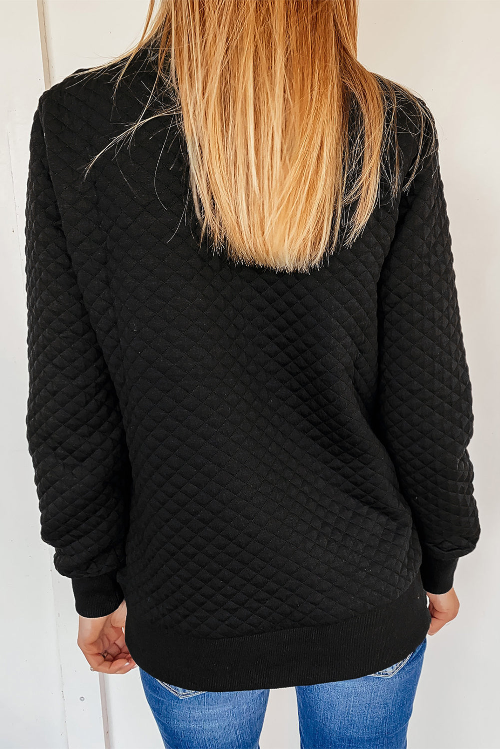 Quilted Snap Button Sweatshirt