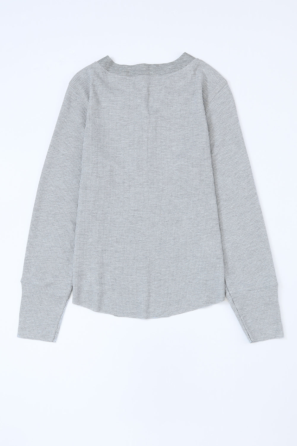 Waffle Knit Long Sleeve Henley Shirt
