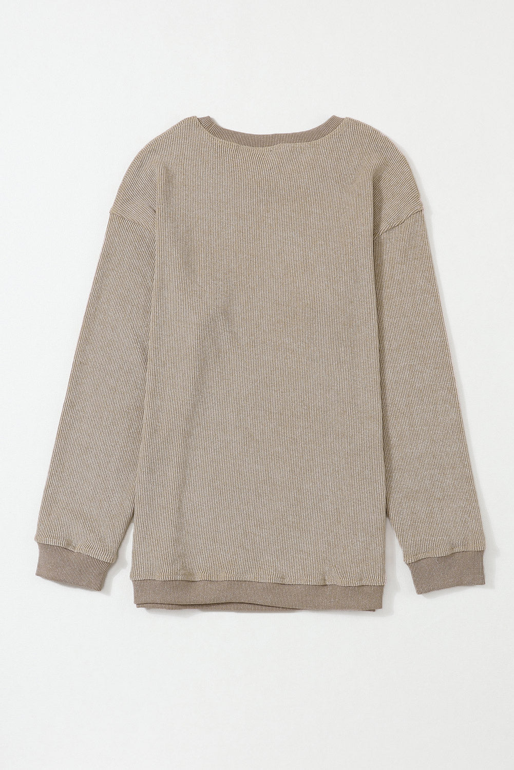 Ribbed Round Neck Pullover Sweatshirt