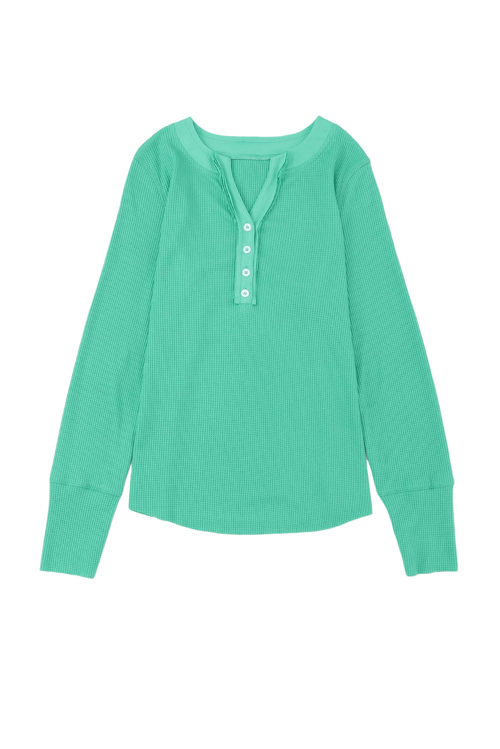 Waffle Knit Long Sleeve Henley Shirt