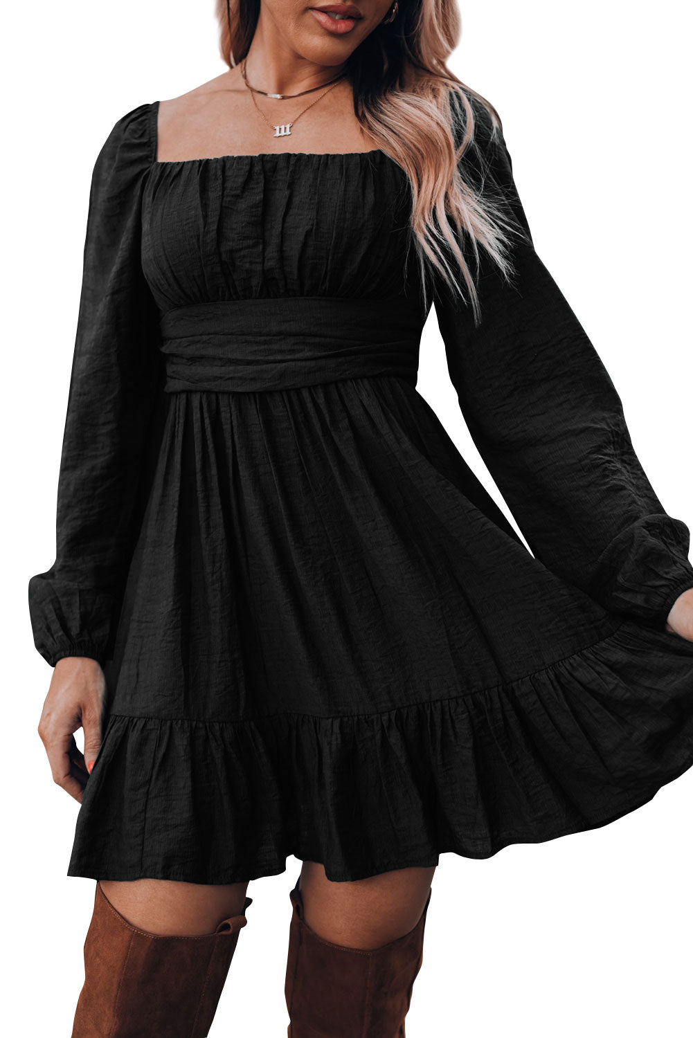 A -Line Square Neck Dress