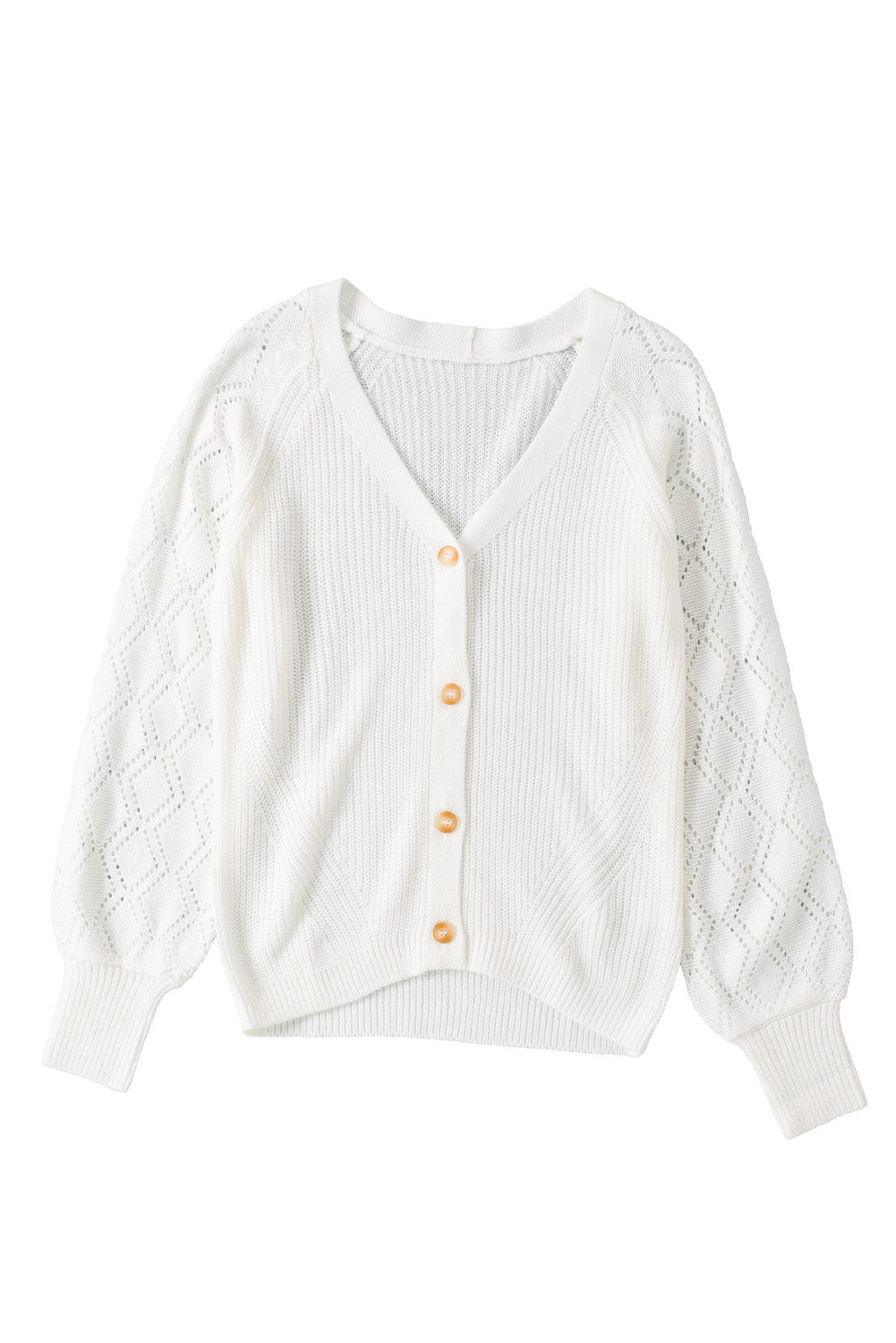 Button Bishop Sleeve Knit Cardigan