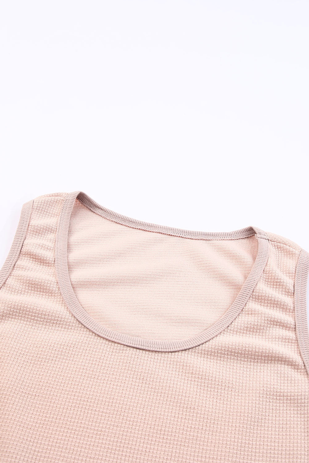 Plain Basic Waffle Knit U Neck Tank Top