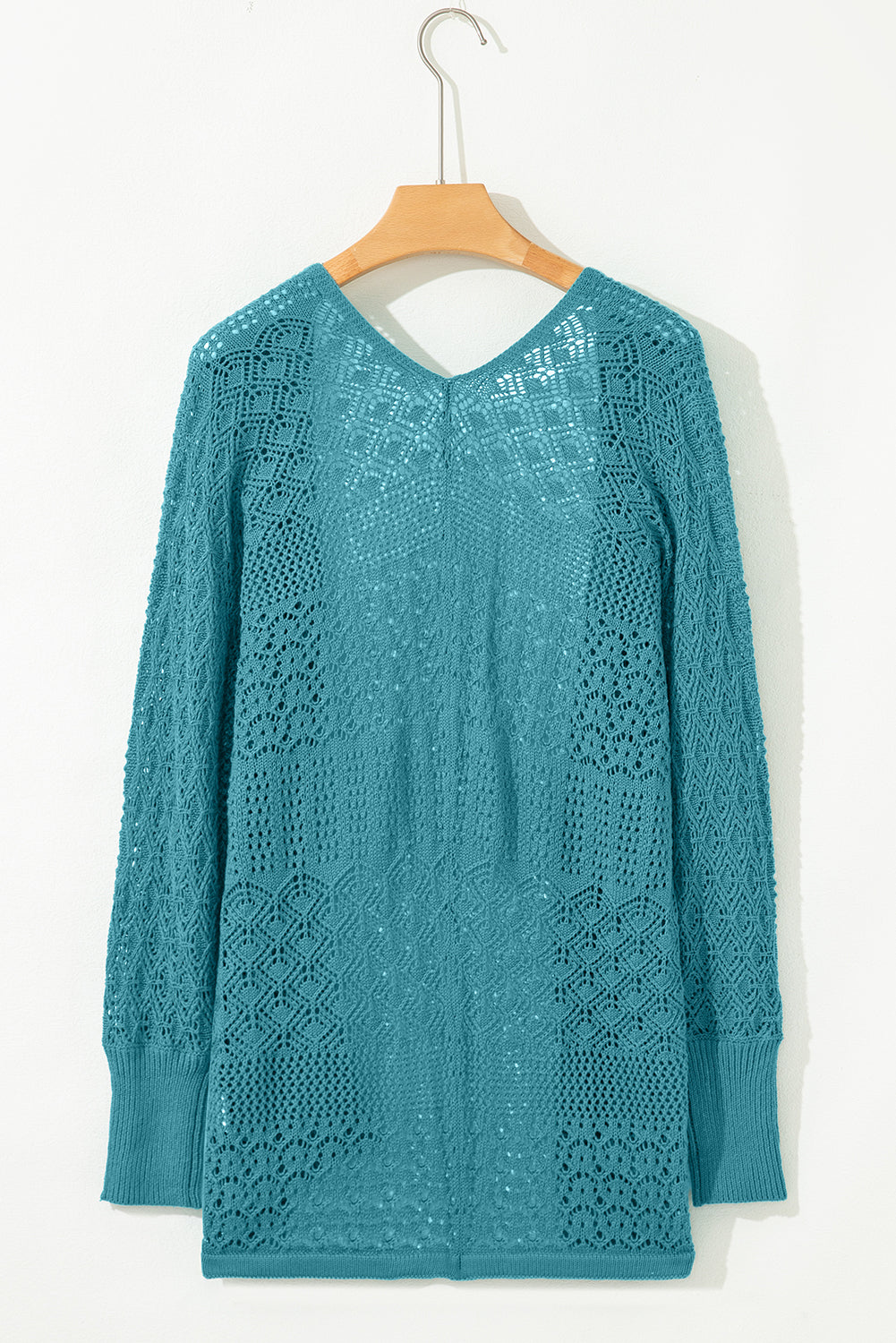 Hollow Knit Open Front Cardigan