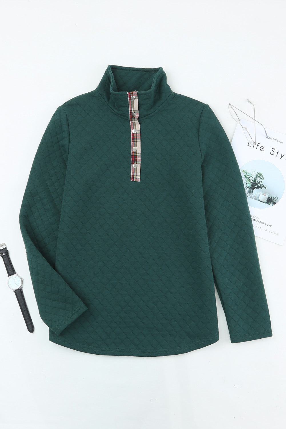 Plaid Trim Sweatshirt