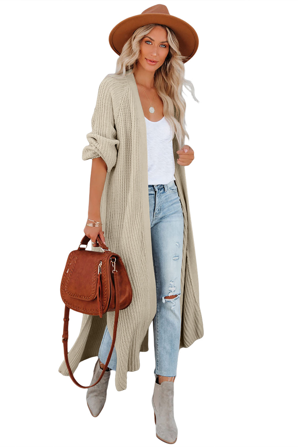 Cable Knit Open Front Duster Cardigan