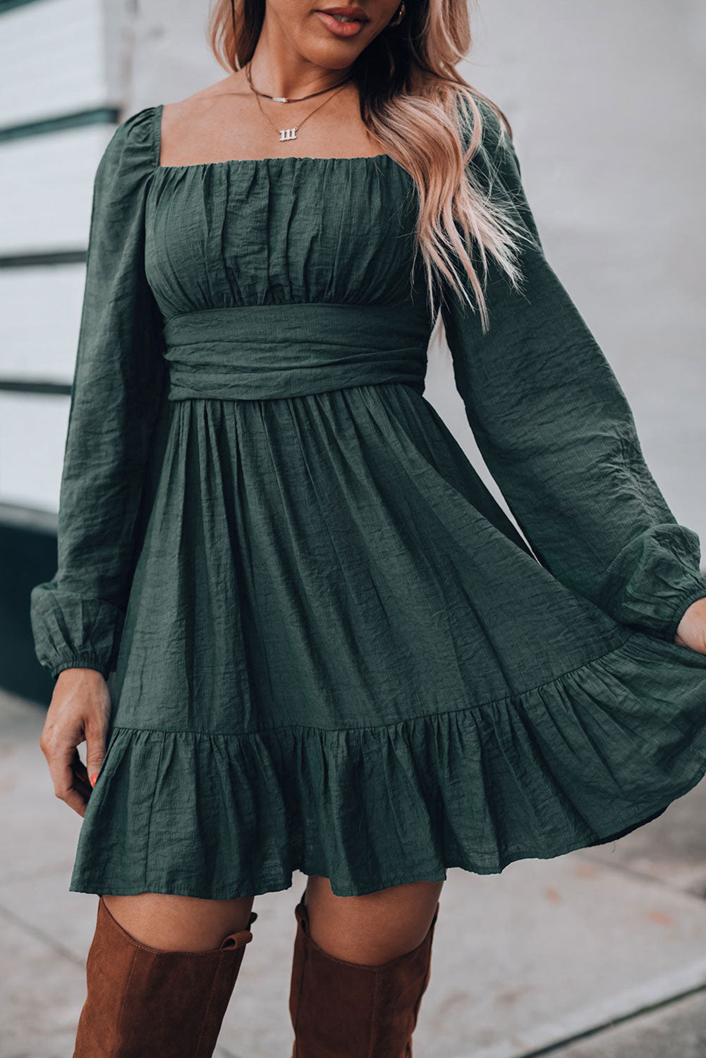 A -Line Square Neck Dress