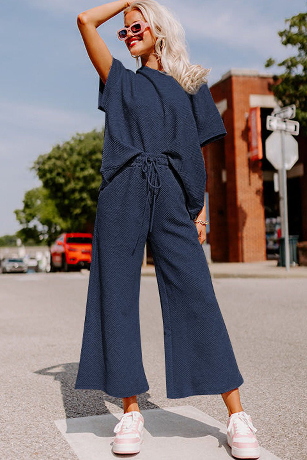 Loose Fit T Shirt and Drawstring Pants Set