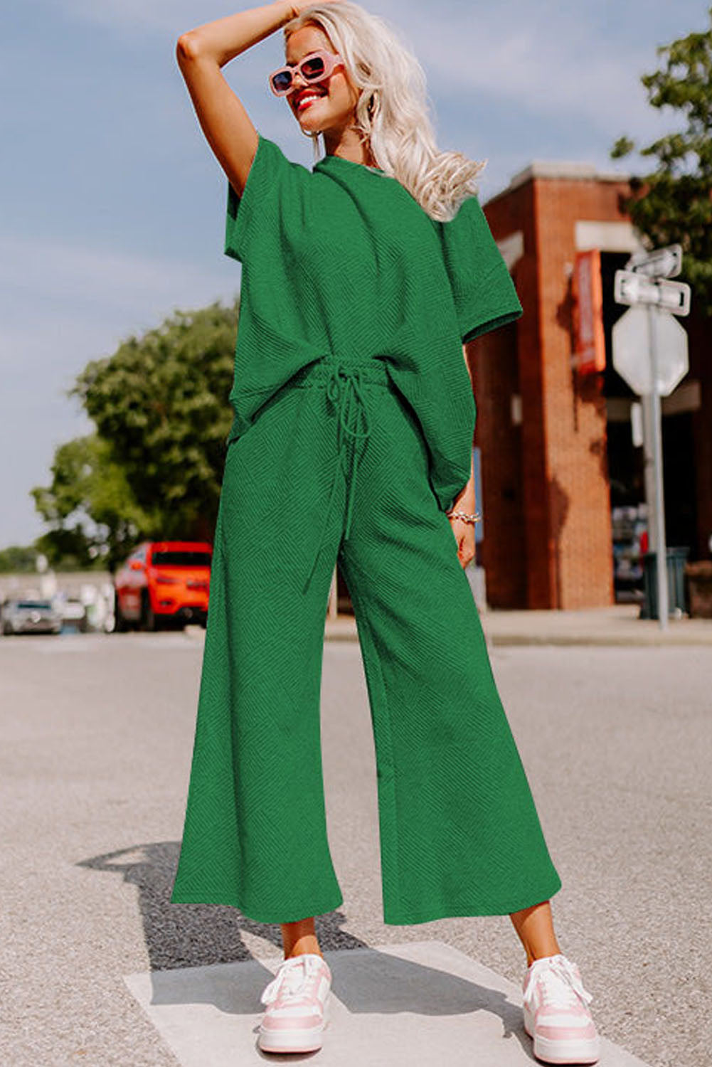 Loose Fit T Shirt and Drawstring Pants Set