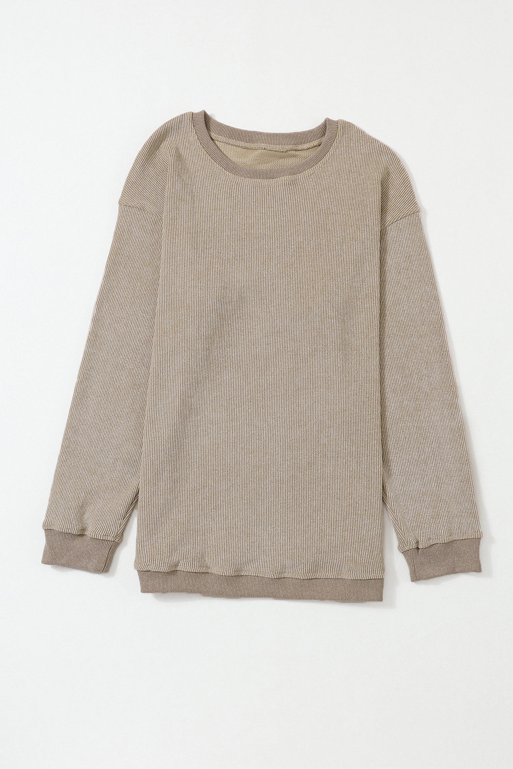 Ribbed Round Neck Pullover Sweatshirt