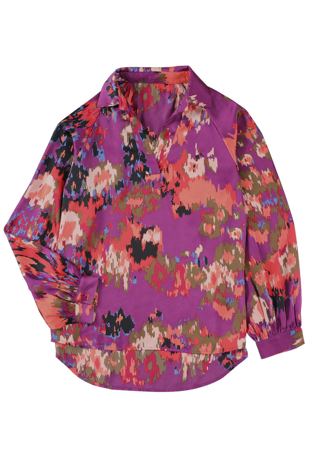 V Neck Puff Sleeve Blouse