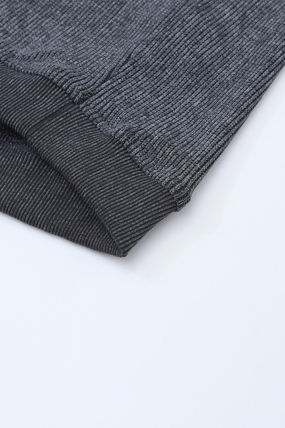Ribbed Round Neck Pullover Sweatshirt