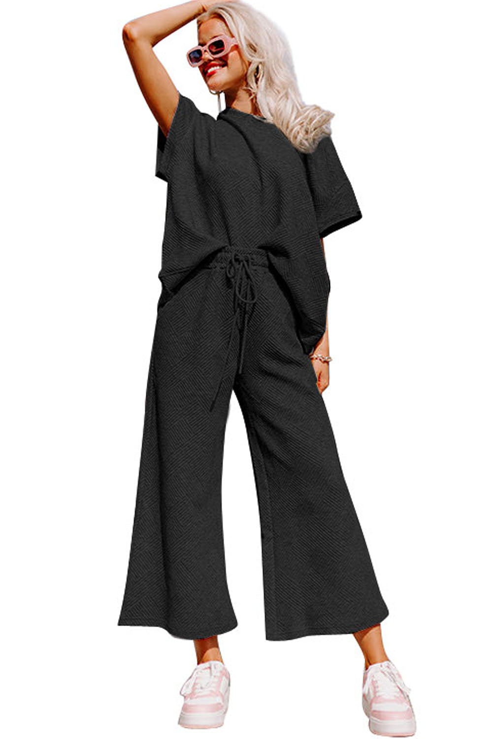 Loose Fit T Shirt and Drawstring Pants Set