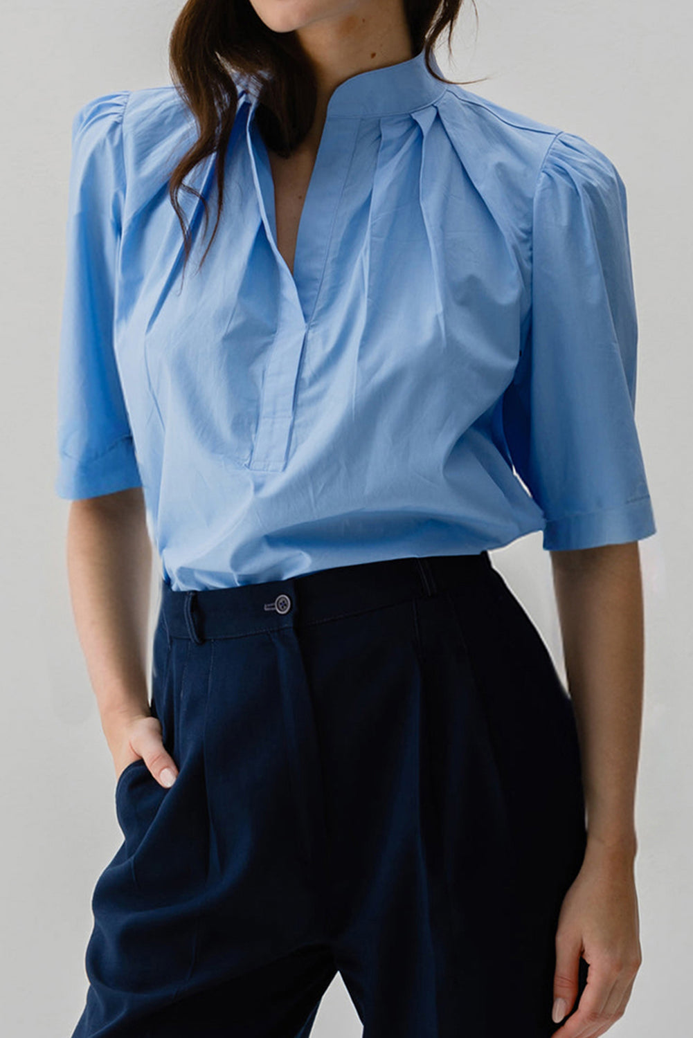 Short Sleeve Pleated Blouse