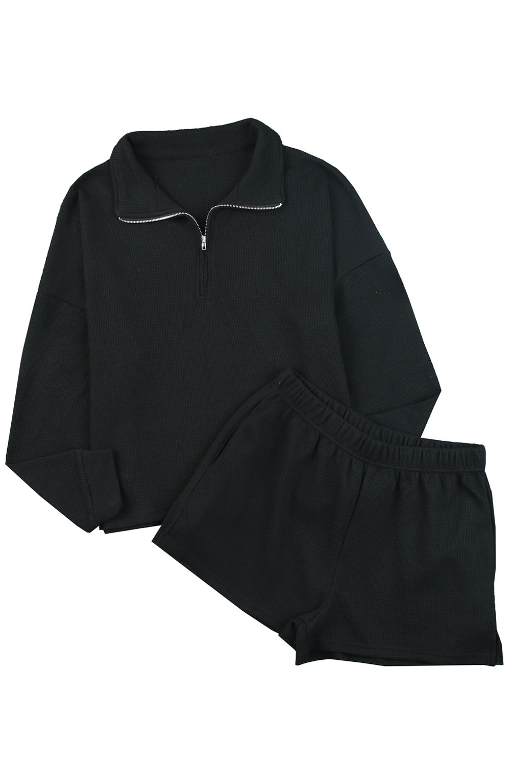 Ribbed Sweatshirt & High Waist Shorts Set