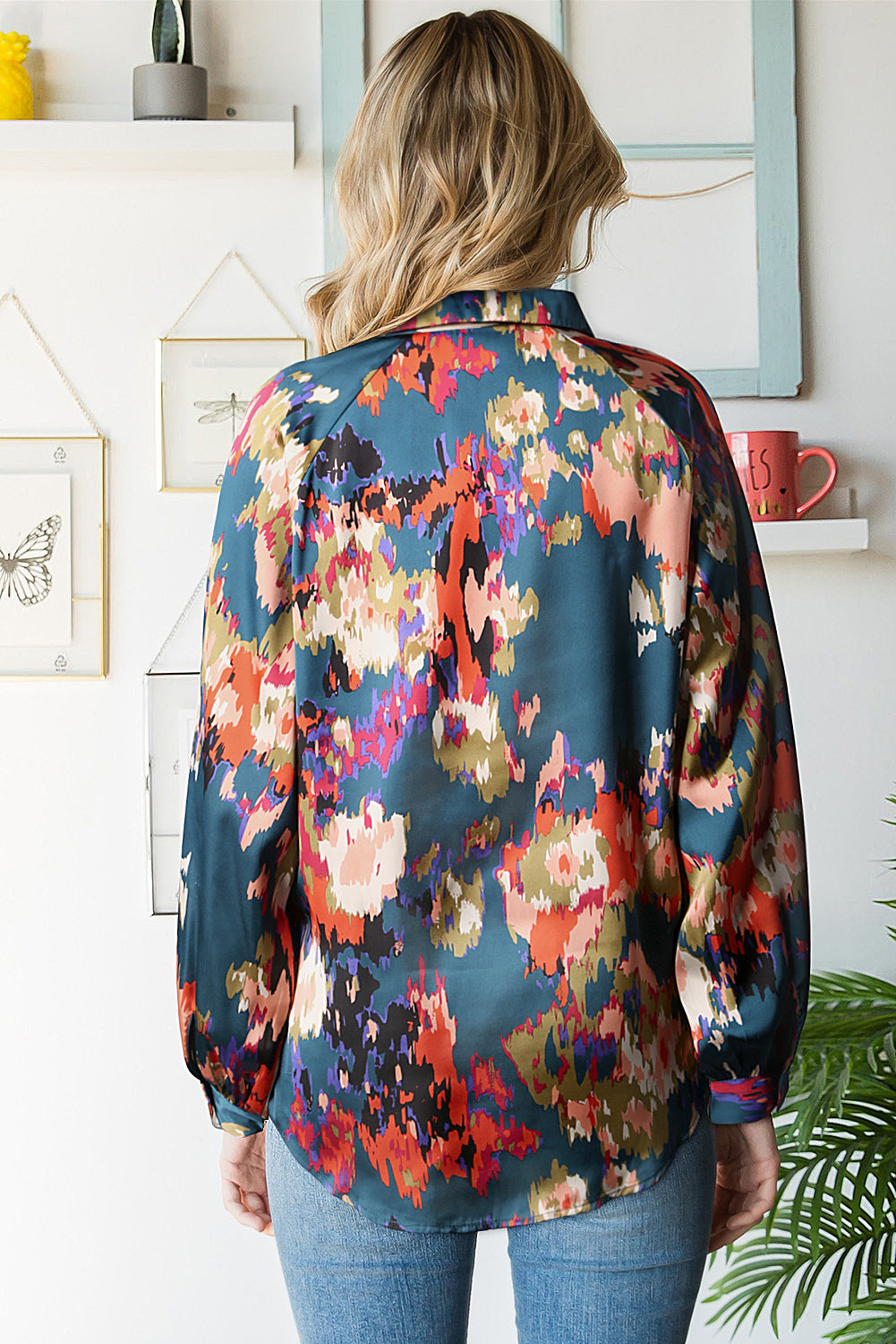 V Neck Puff Sleeve Blouse