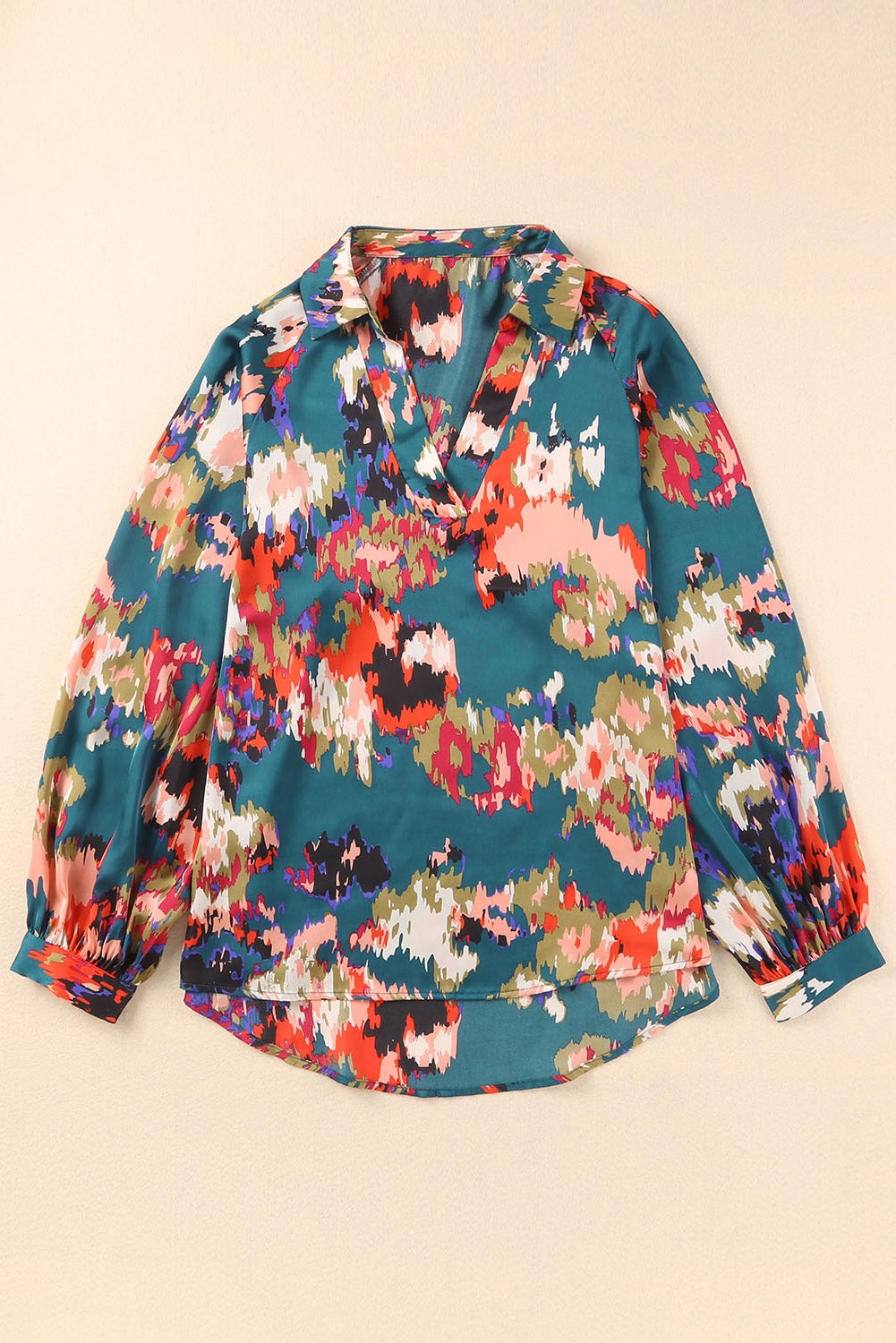 V Neck Puff Sleeve Blouse
