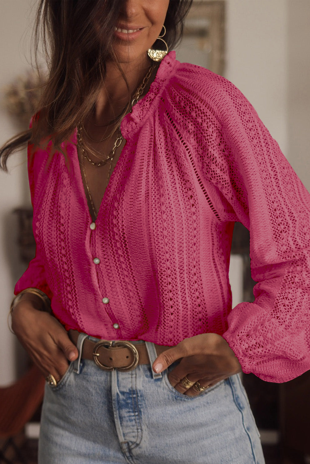 Raglan Sleeve Crochet Top