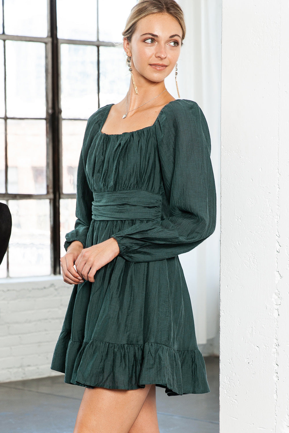 A -Line Square Neck Dress