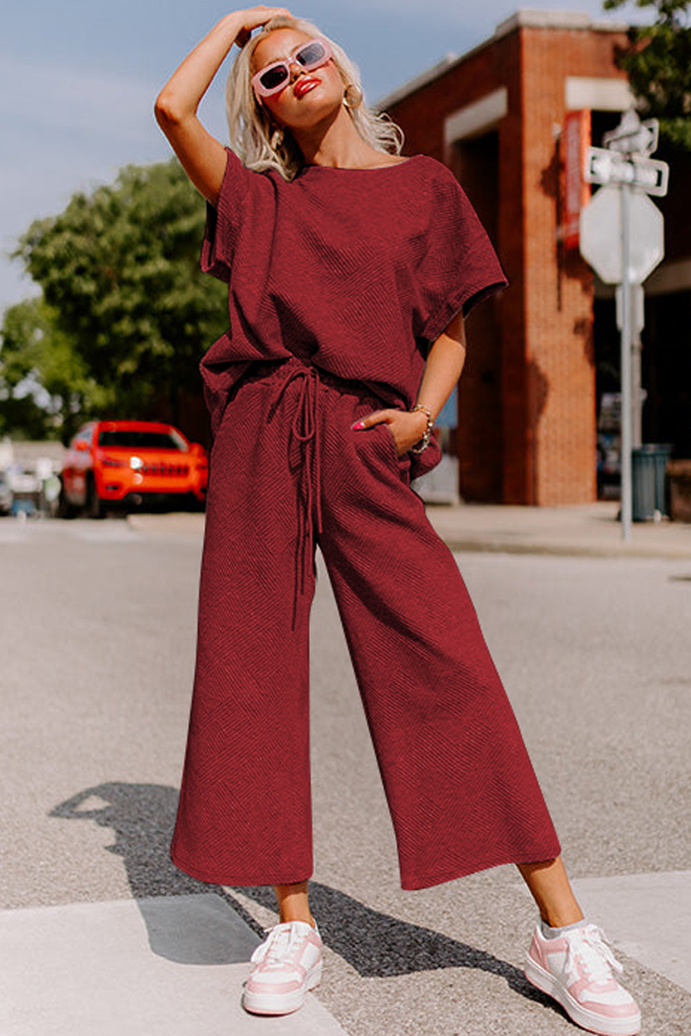 Loose Fit T Shirt and Drawstring Pants Set