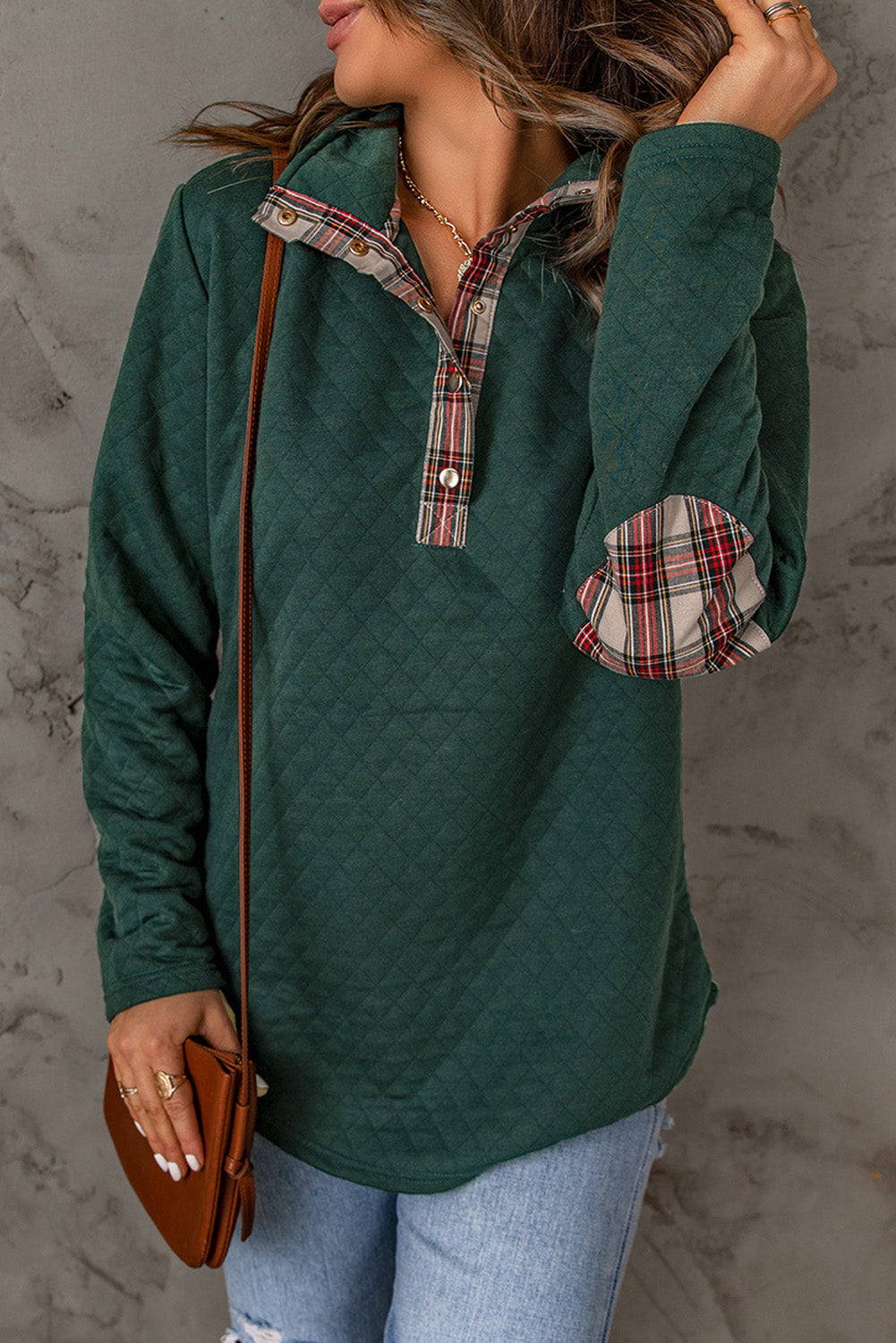 Plaid Trim Sweatshirt