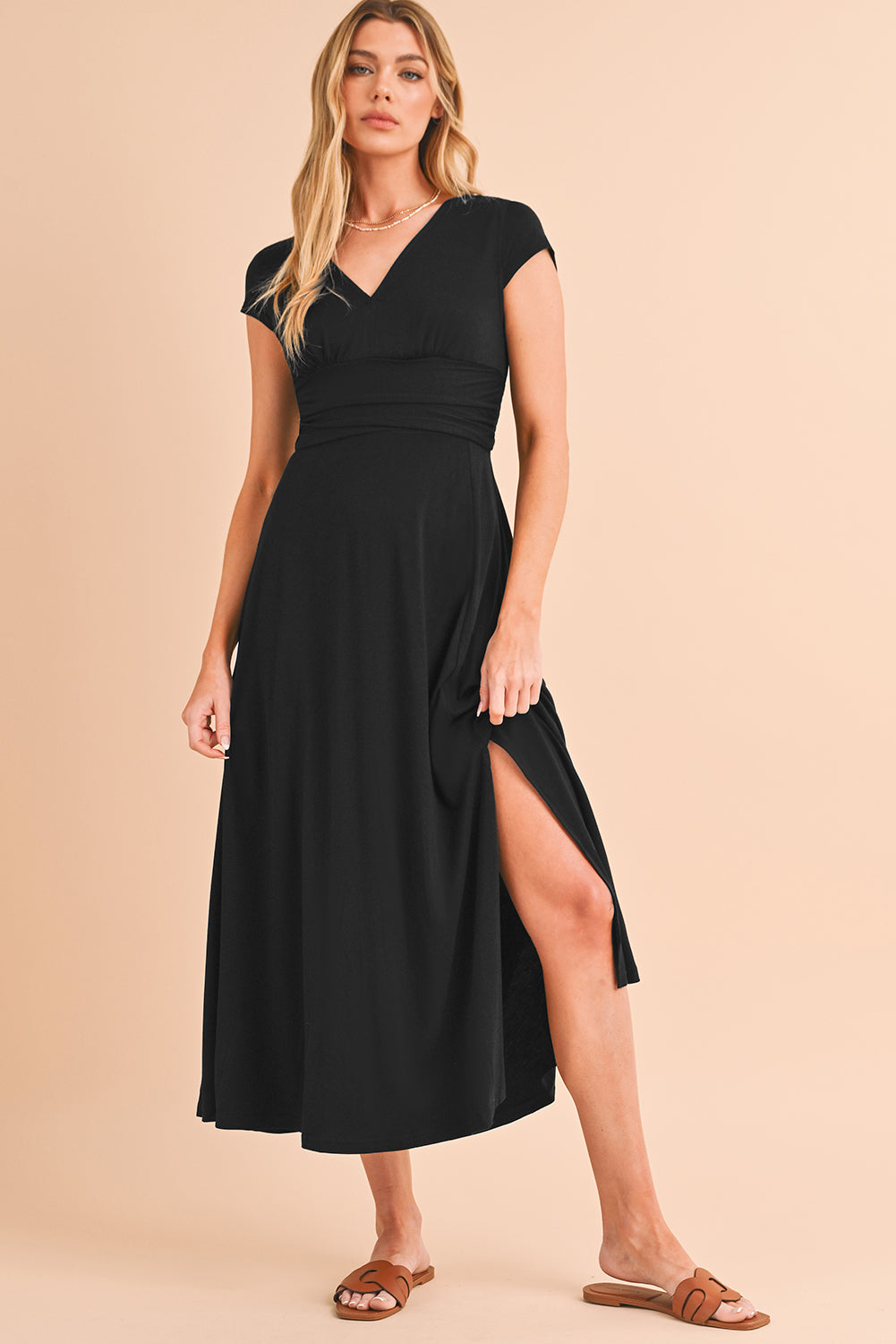 Deep V Neck Maxi Dress