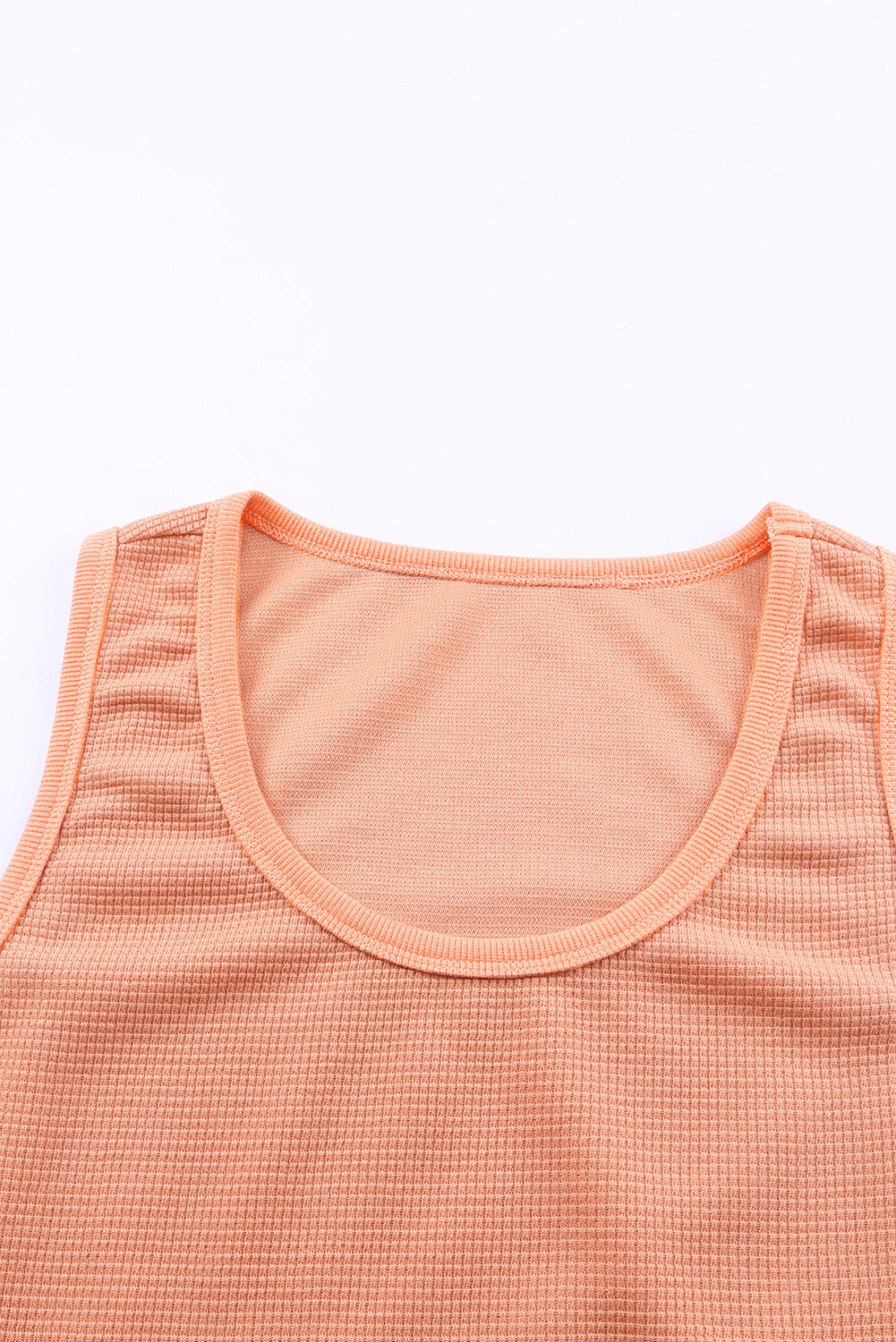 Plain Basic Waffle Knit U Neck Tank Top