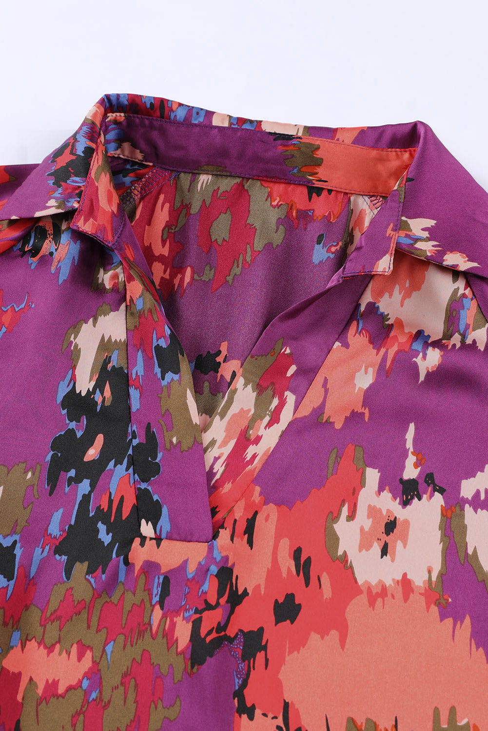 V Neck Puff Sleeve Blouse