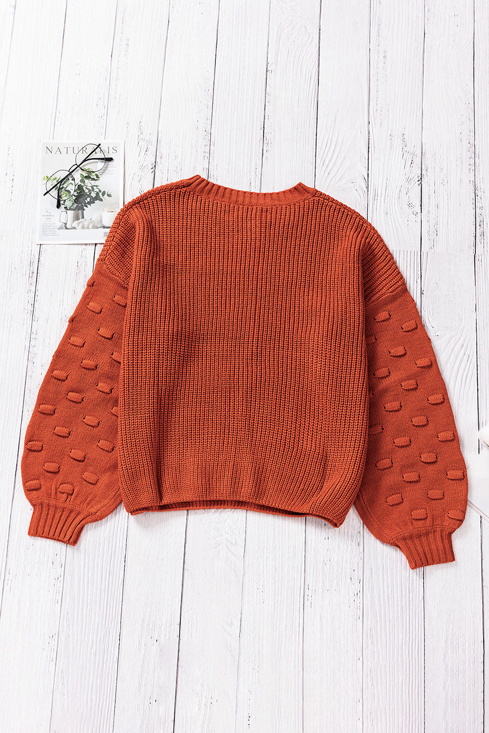 Bubble Sleeve Cropped Knit Sweater