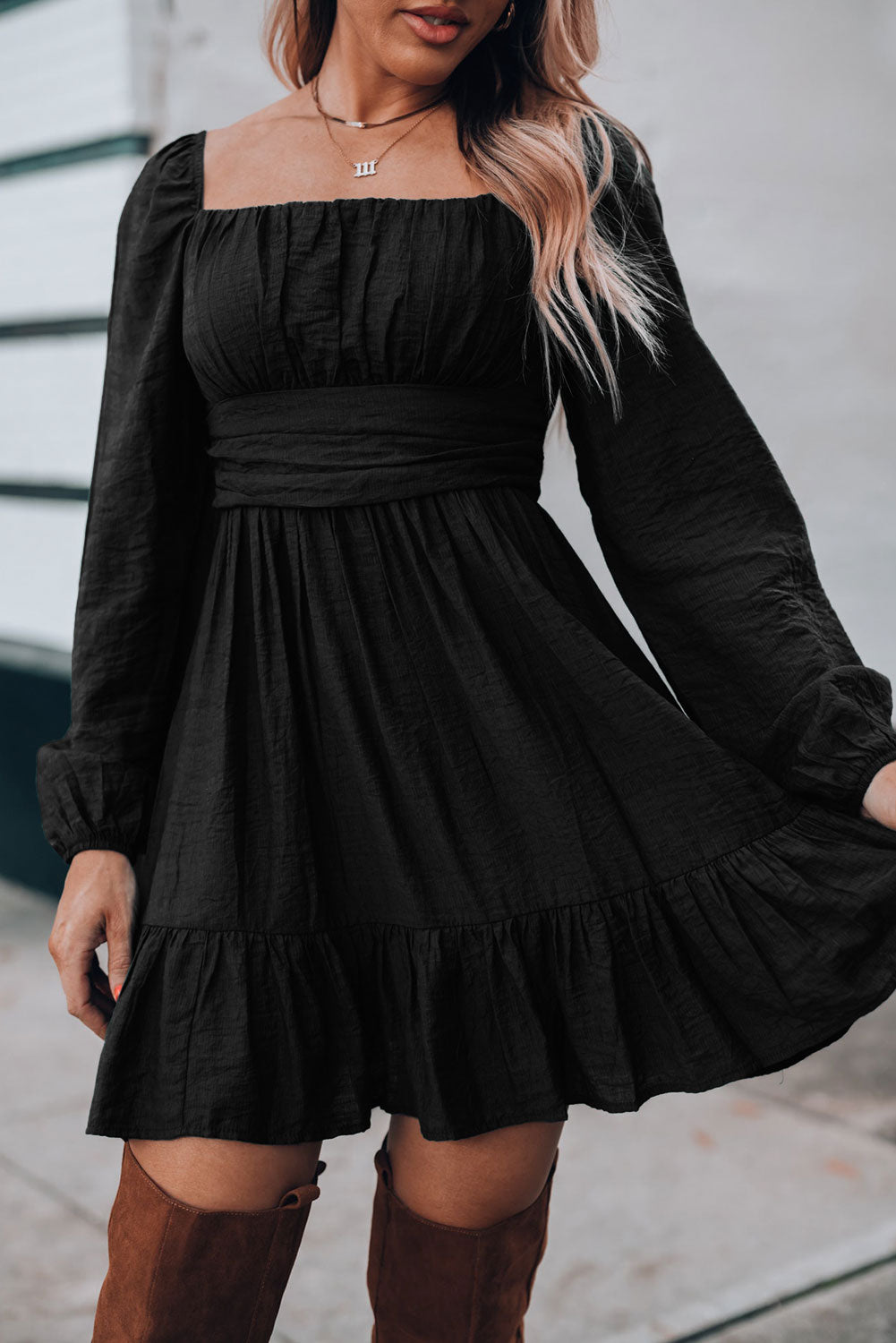 A -Line Square Neck Dress