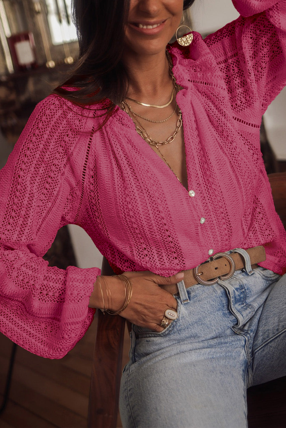 Raglan Sleeve Crochet Top