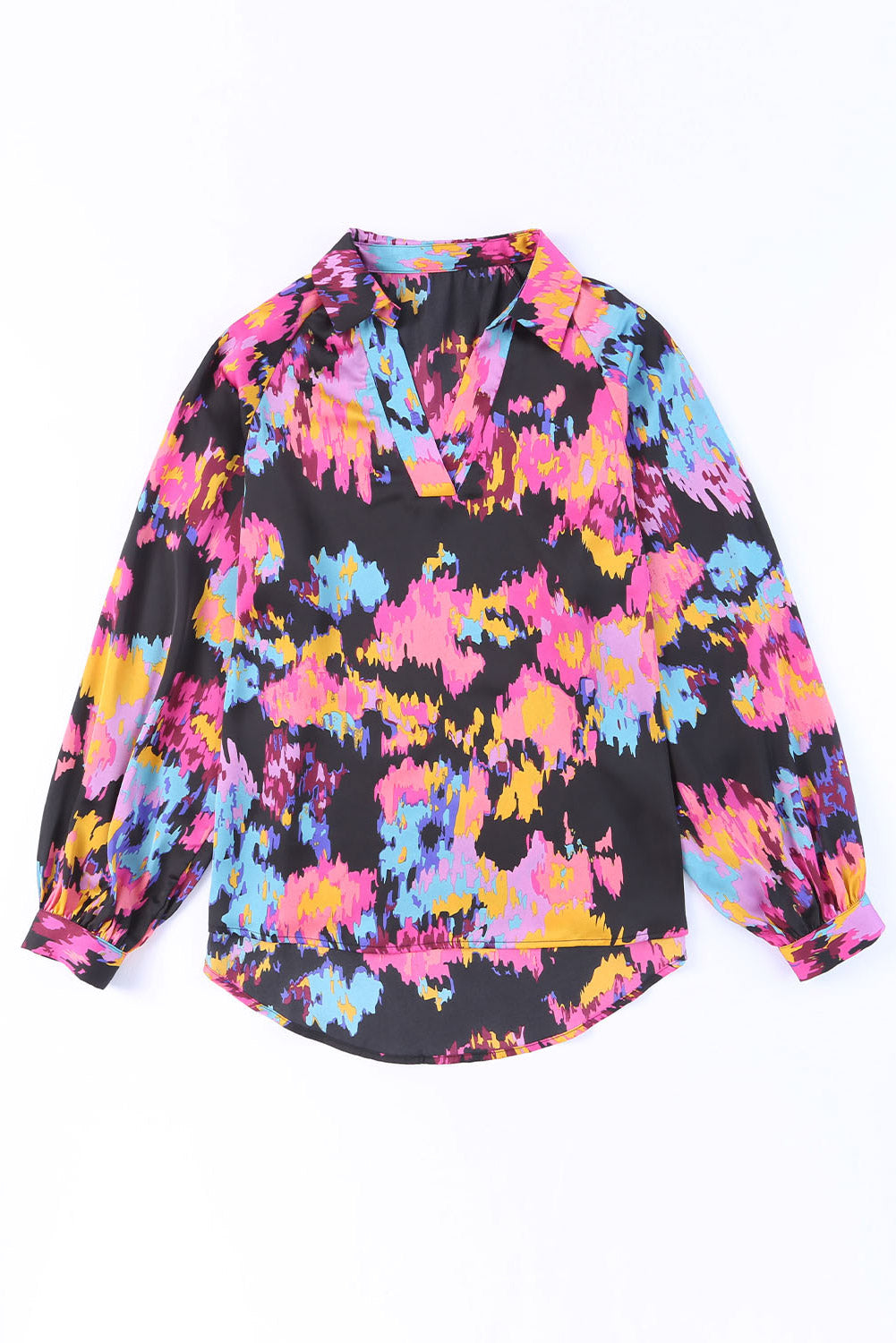 V Neck Puff Sleeve Blouse