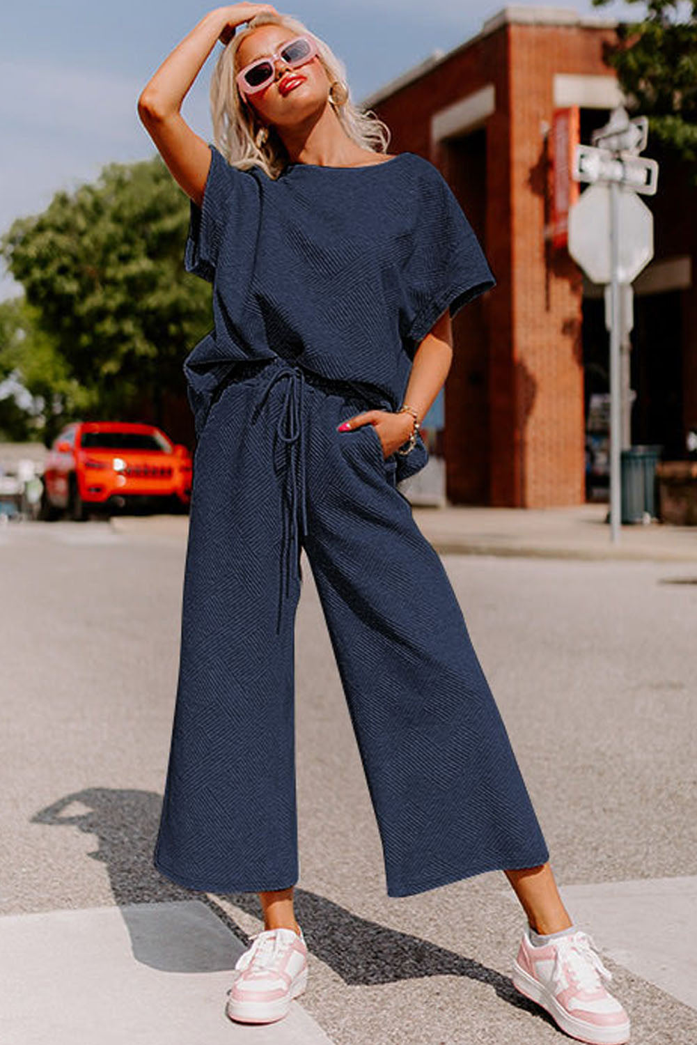 Loose Fit T Shirt and Drawstring Pants Set