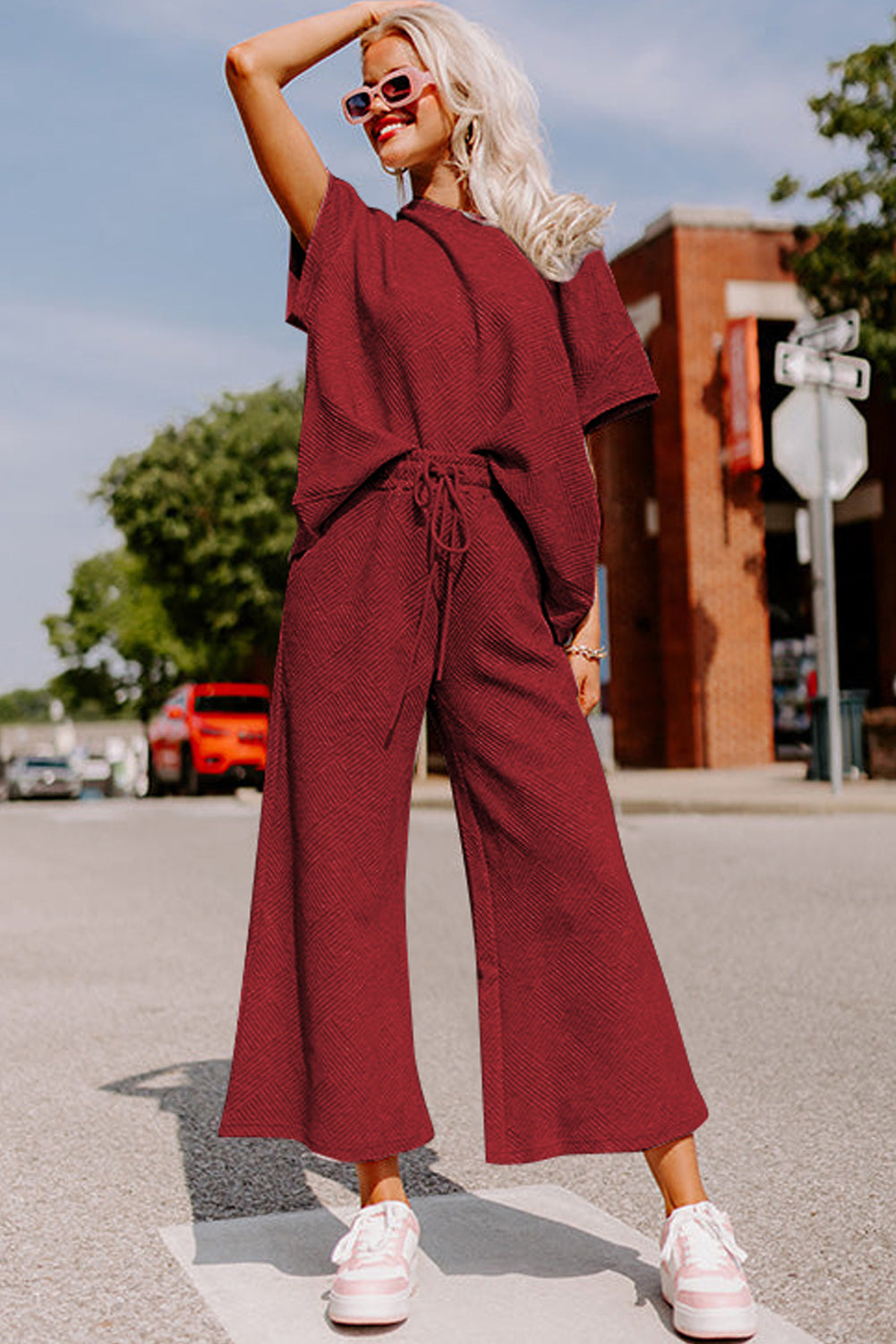 Loose Fit T Shirt and Drawstring Pants Set