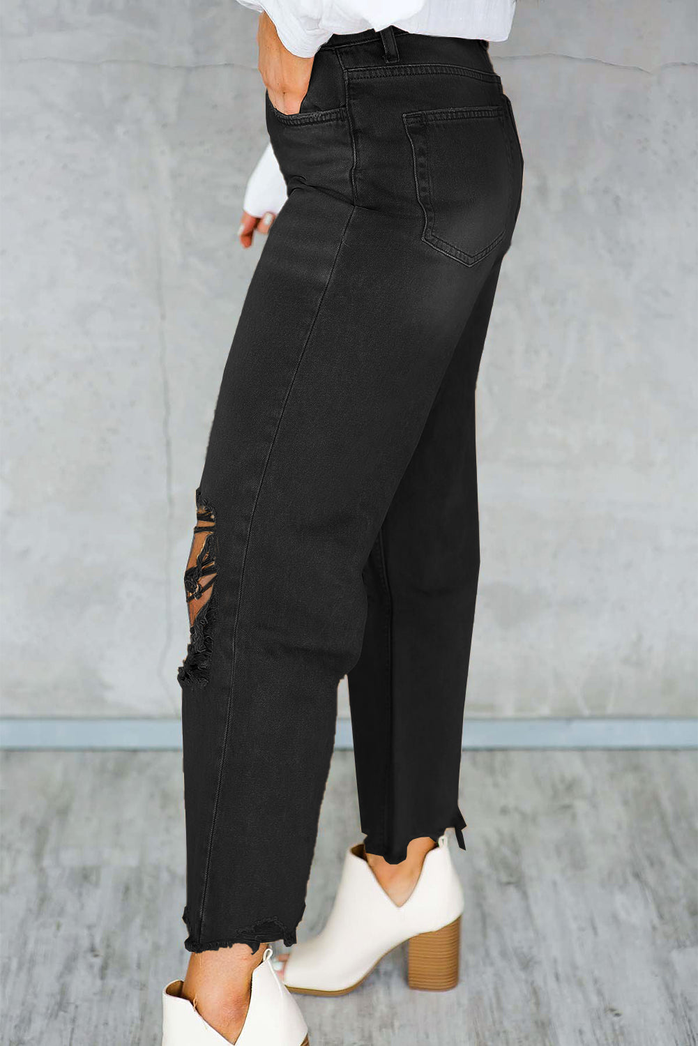 High Waist Flare Jeans with Raw Hem