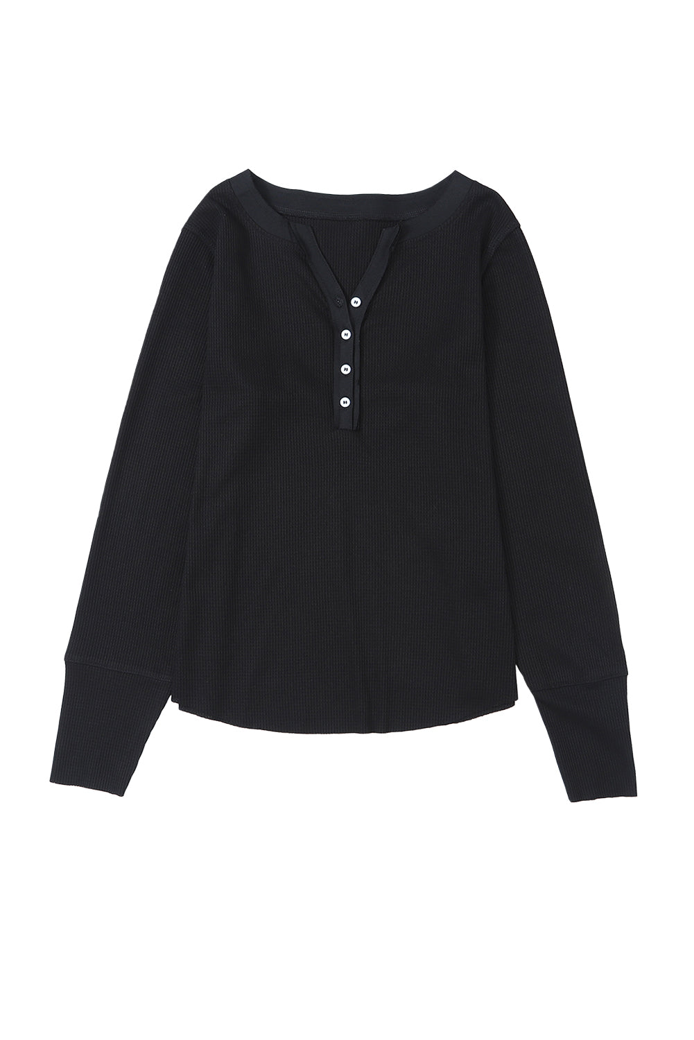 Waffle Knit Long Sleeve Henley Shirt