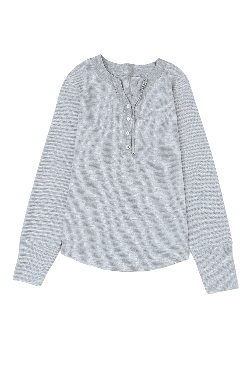 Waffle Knit Long Sleeve Henley Shirt