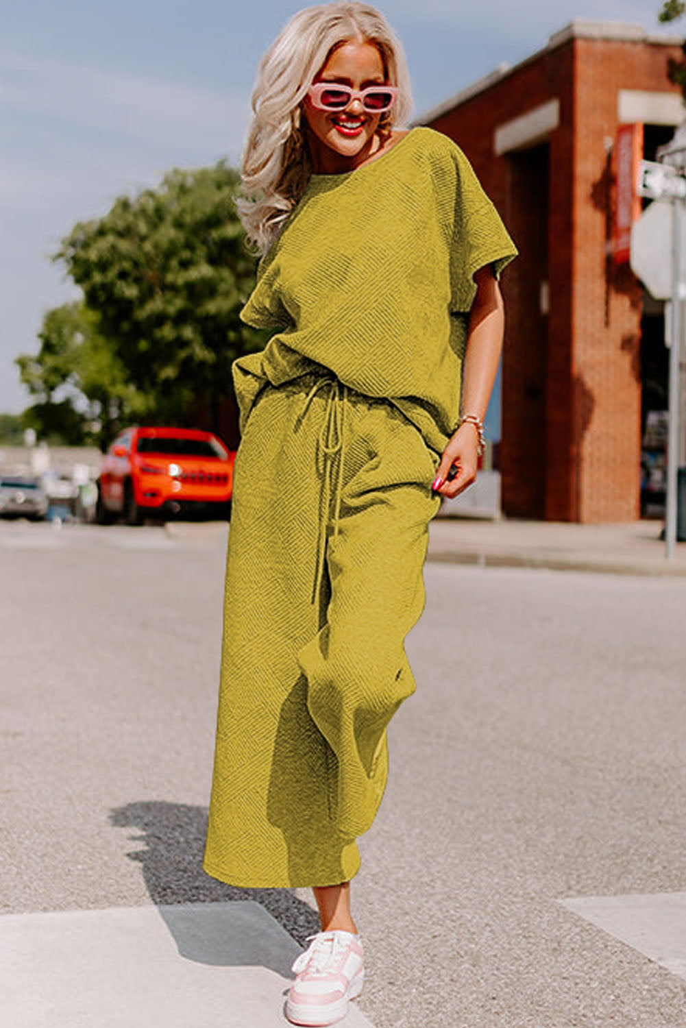 Loose Fit T Shirt and Drawstring Pants Set
