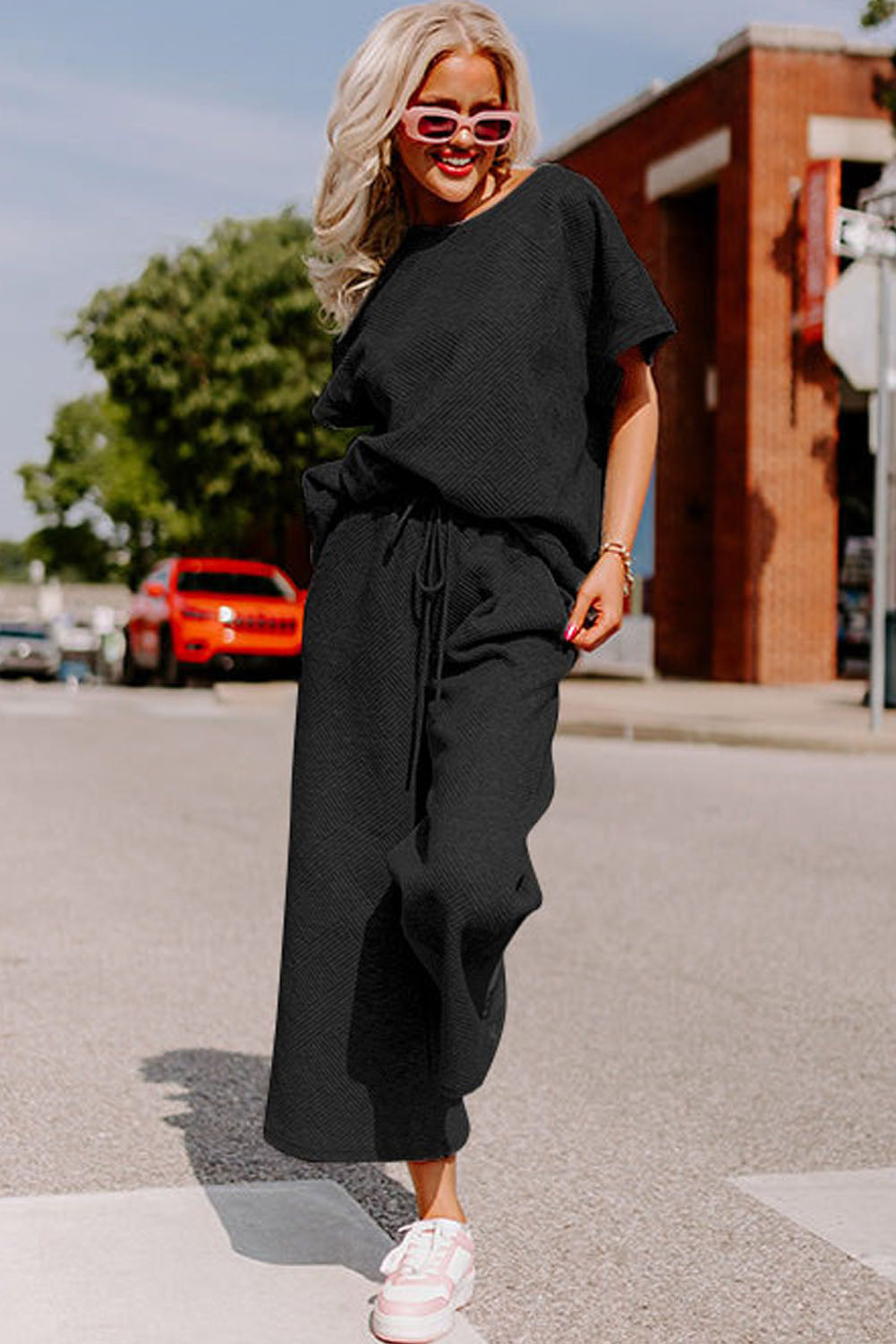 Loose Fit T Shirt and Drawstring Pants Set