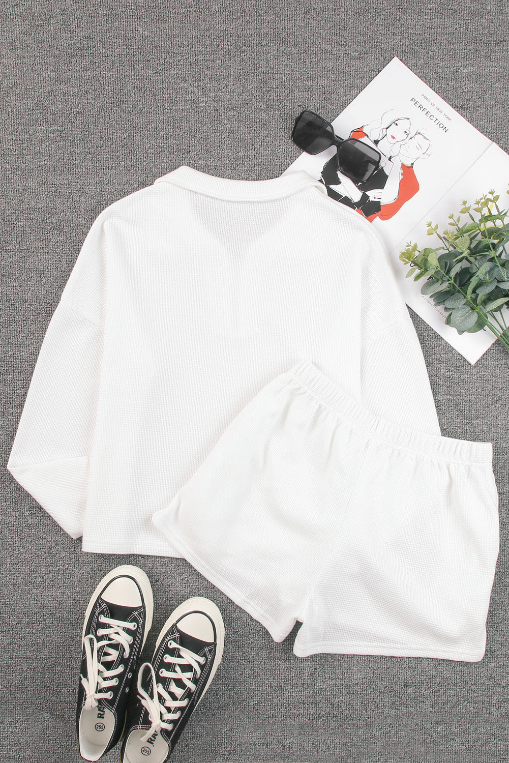 Ribbed Sweatshirt & High Waist Shorts Set
