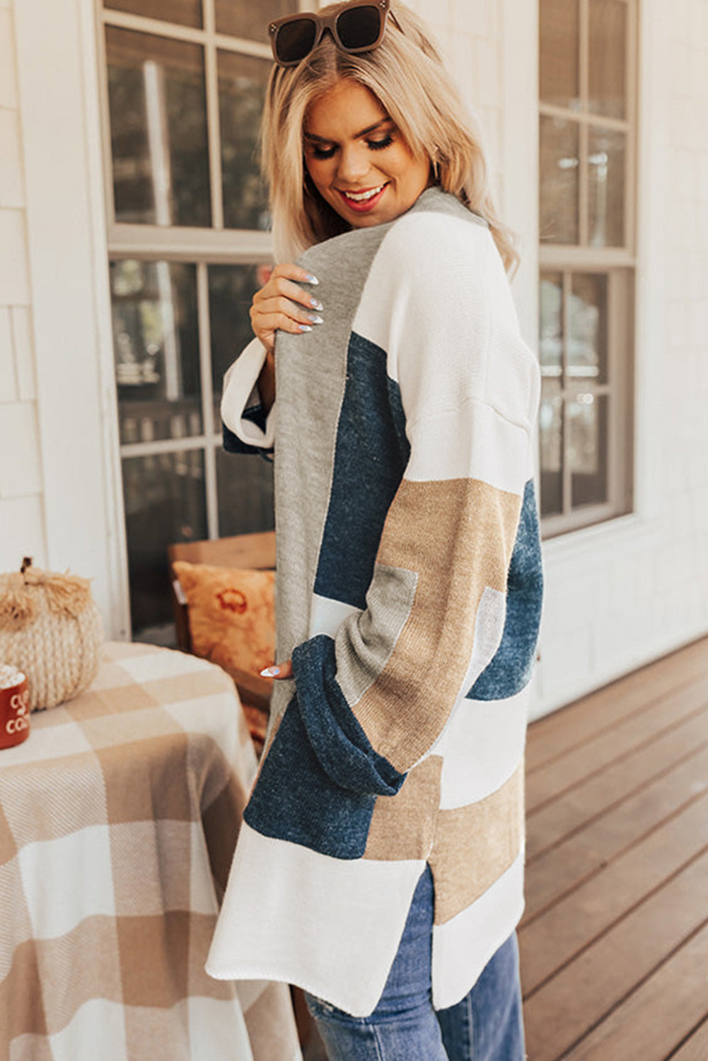 Colourblock Knit Cardi
