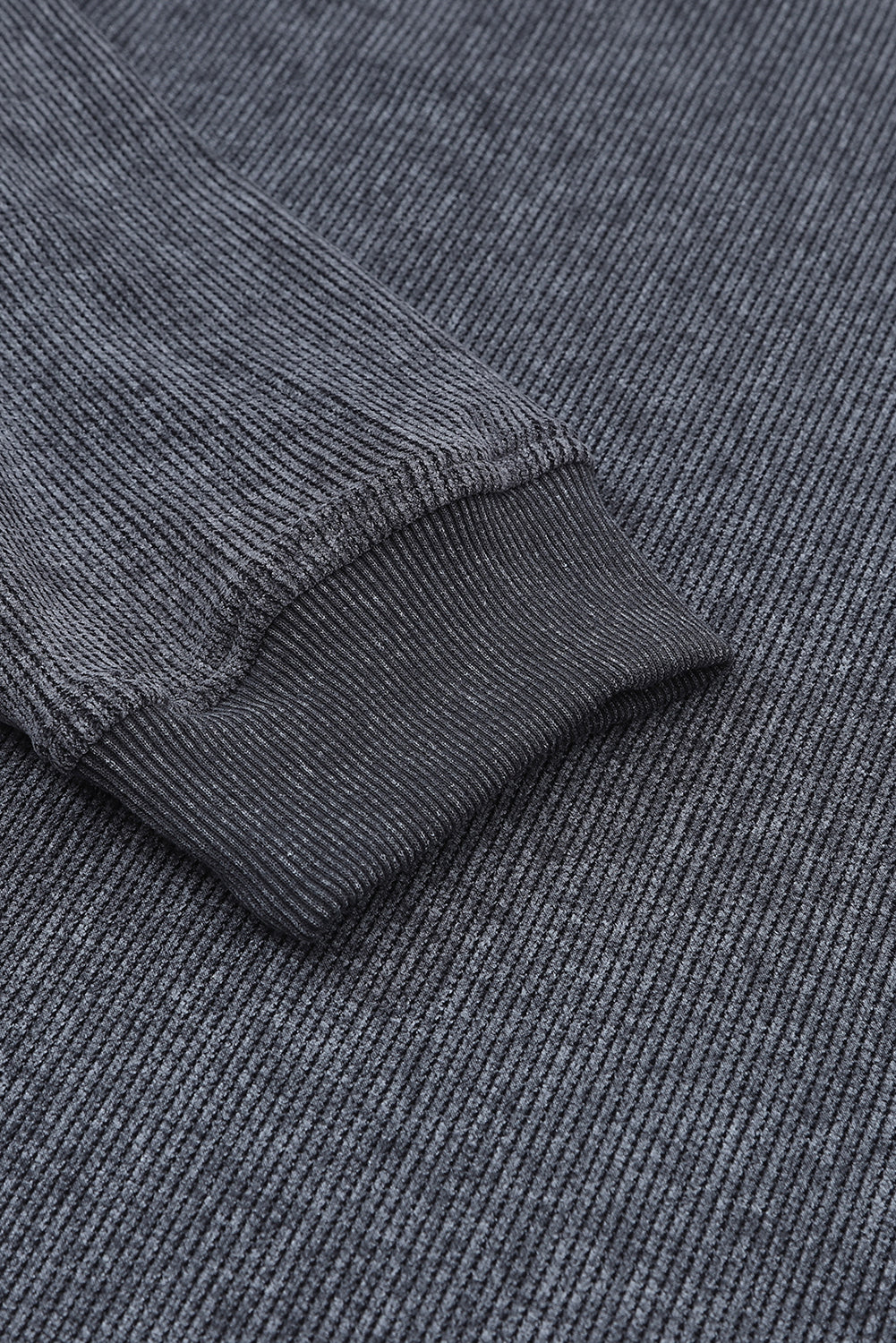Ribbed Round Neck Pullover Sweatshirt
