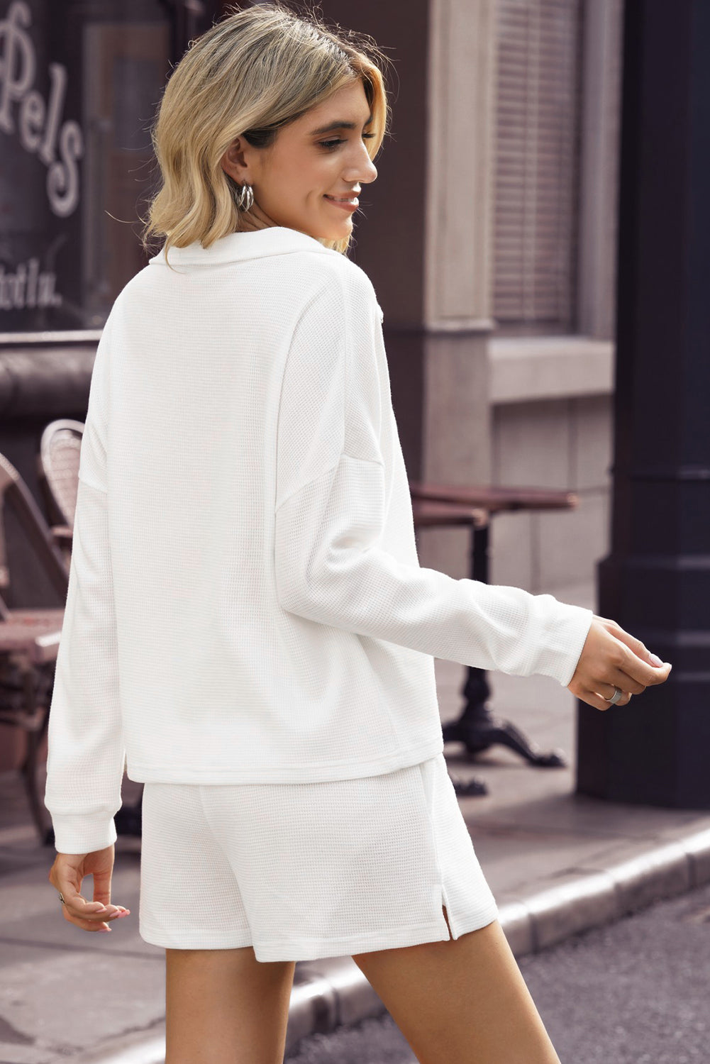 Ribbed Sweatshirt & High Waist Shorts Set